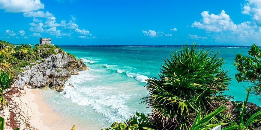 Lovely views of beach and ruins in Tulum