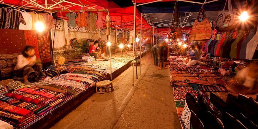 Stalls at the night market in Luang Prabang