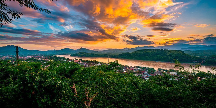 Sunset over Phousi Mountain in Luang Prabang