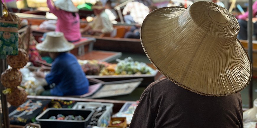 Floating market outside Bangkok, Thailand