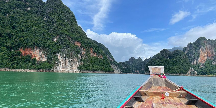 Sailboat on Cheow Lan Lake in Khao Sok, Thailand