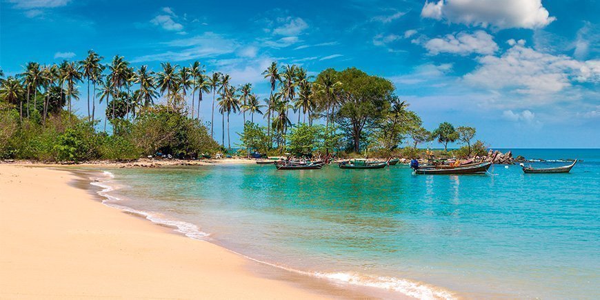 Sunny day at Relax Beach on Koh Lanta Yai in Thailand.