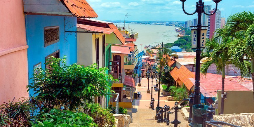 Charming street in Guayaquil on the Pacific coast of Ecuador.