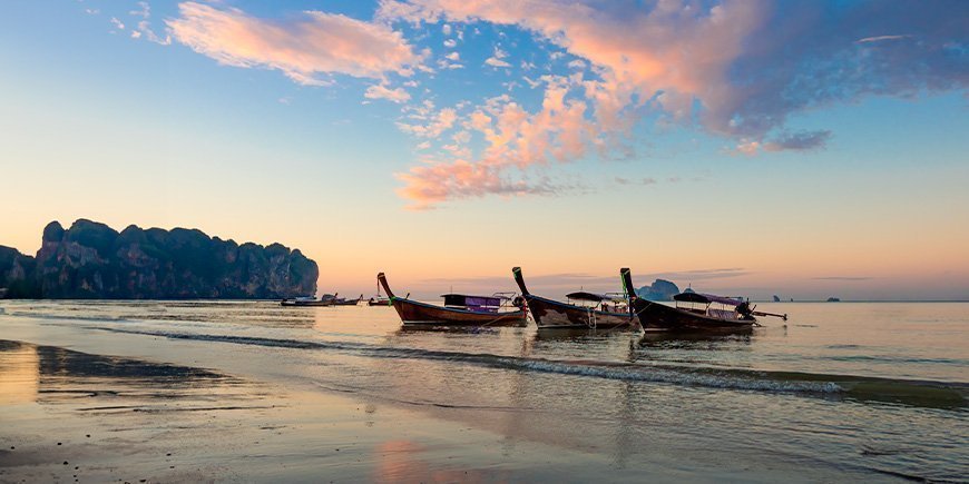 Sunset at Ao Nang Beach in Krabi, Thailand