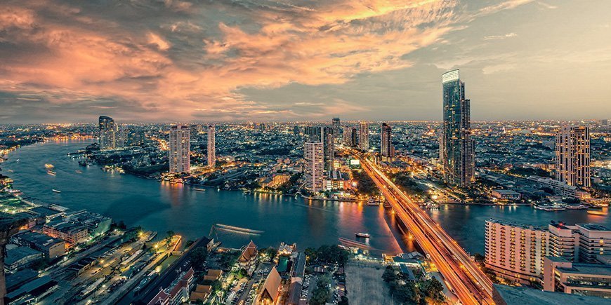 Bangkok skyline at sunset