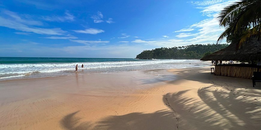 Blue sky on the beach at Mirissa in Sri Lanka