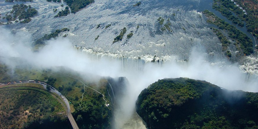 Victoria Falls seen from above in May