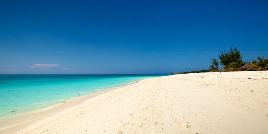 Cloudless day on the beach in Zanzibar in January