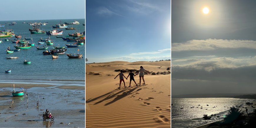 Boats in the water and beautiful desert