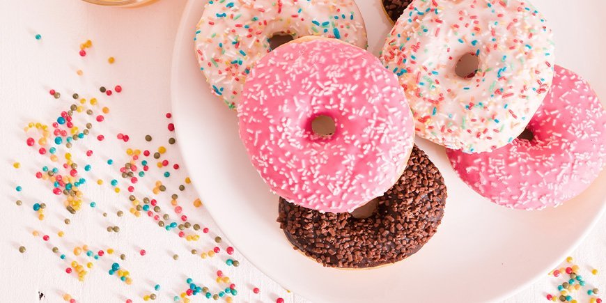 colourful donuts on a platter