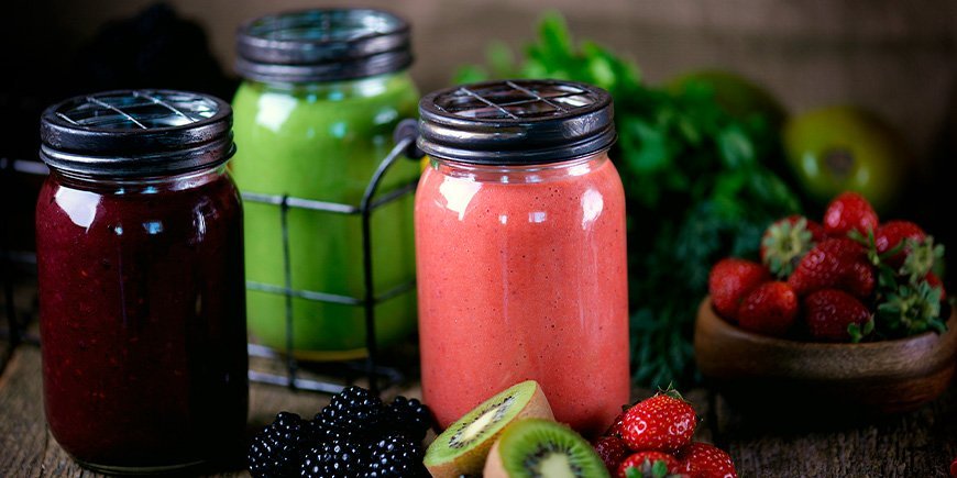 fruit smoothie in different colours