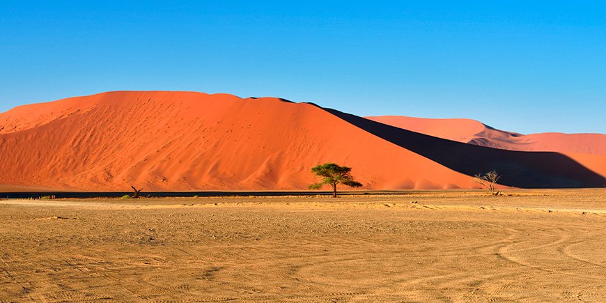 Sunny day at Sossuvlei in Namibia