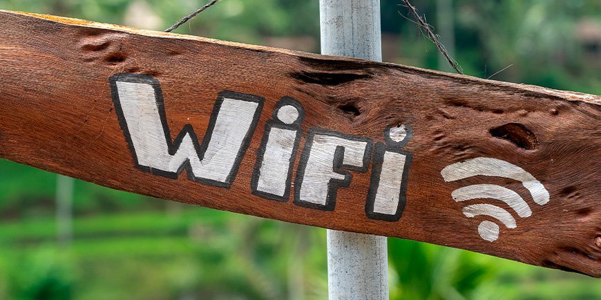 Wifi sign on a piece of wood in Bali