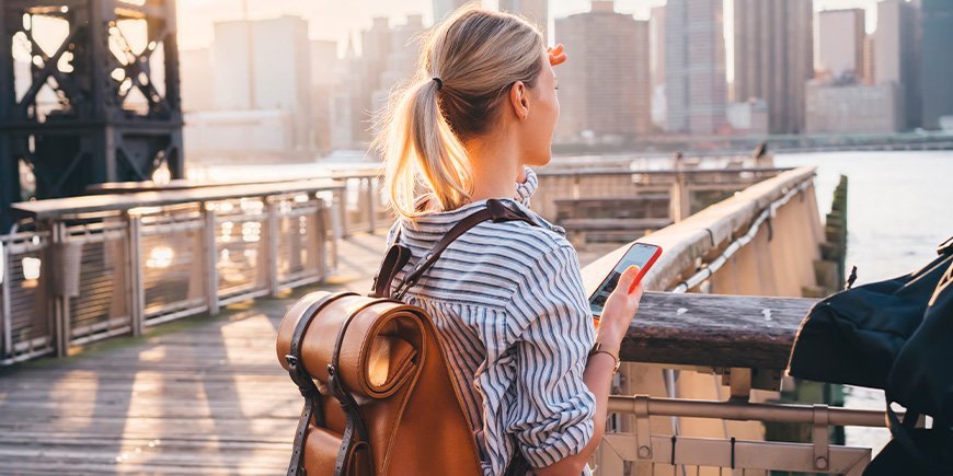 Woman looking for something in New York