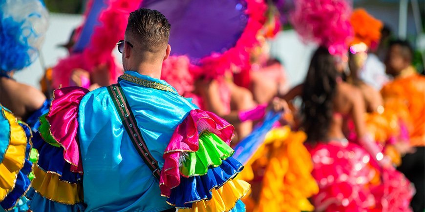 Colourful costumes for Carnival in Rio, Brazil