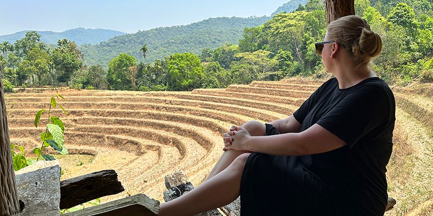 Michelle enjoying the beautiful view in Ban Huay Hom Village