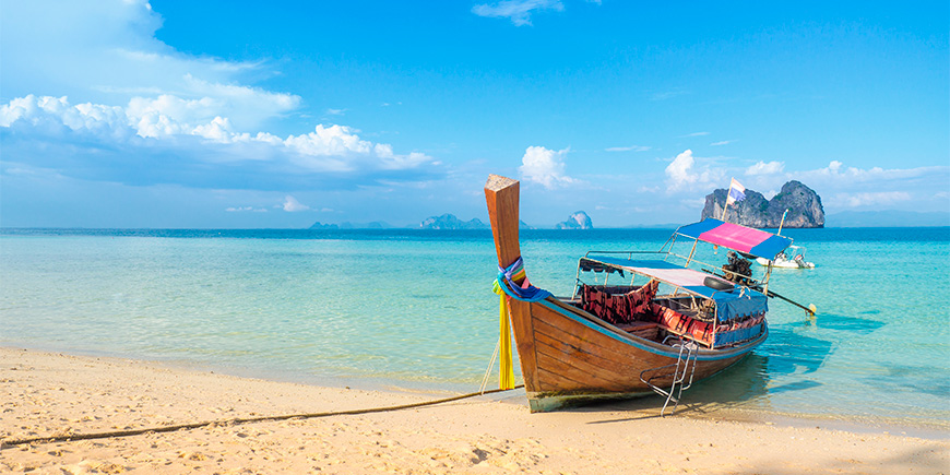 Longtail boat on the island of Koh Ngai in Thailand