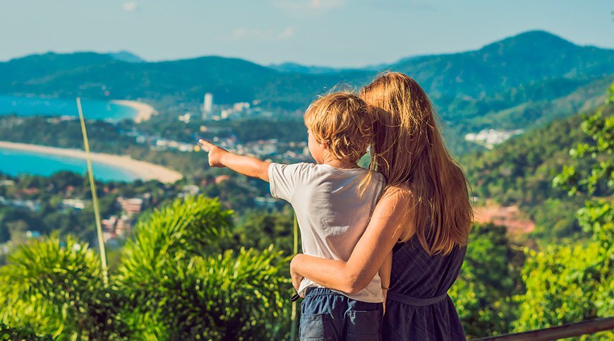 Mother and son at lookout point on Phuket