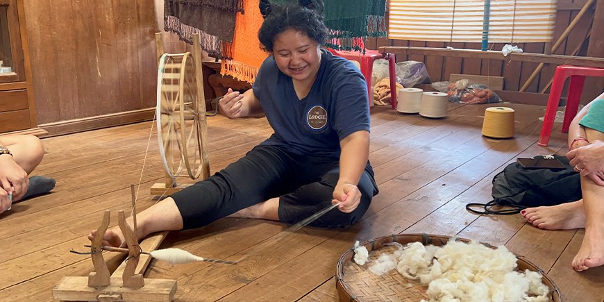 Woman from the local Karen tribe making her craft