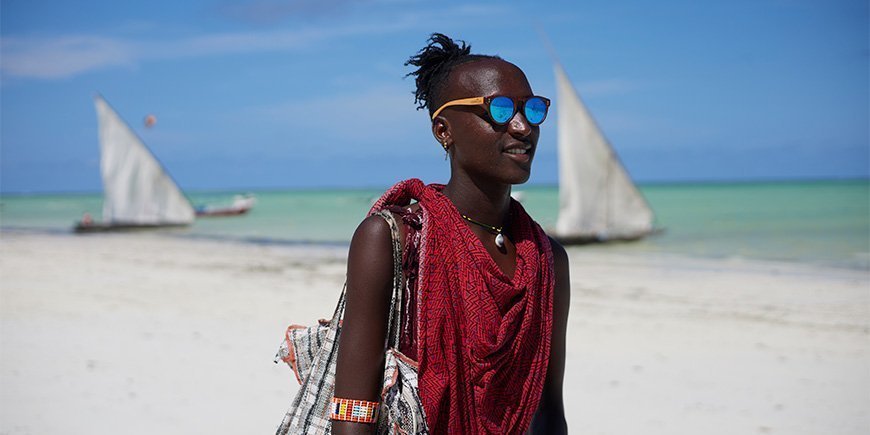 Masai on Paje Beach on Zanzibar