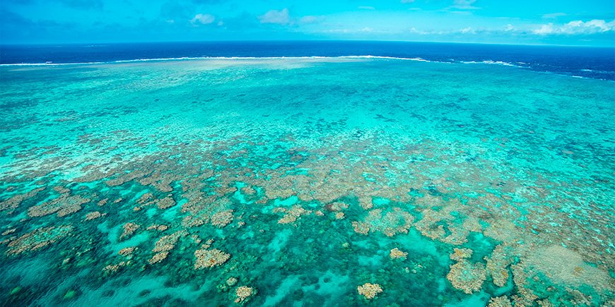 View of the Great Barrier Reef near Cairns, Australia