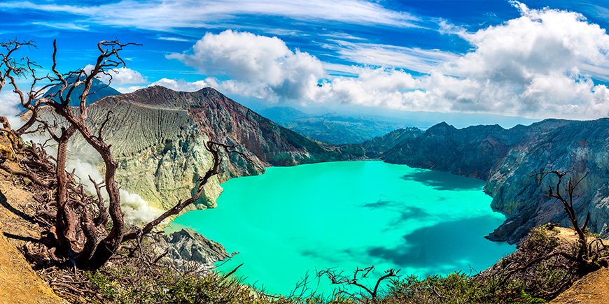 View of crater lake in Java, Indonesia