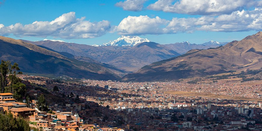 Overview view of Cusco on a sunny day